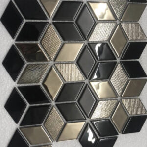 black and brass mosaic tile