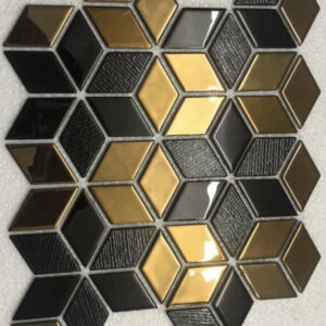 Cube mosaic tile - black and golden