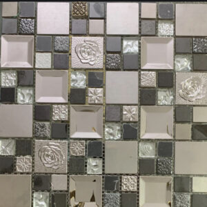 silver metal and glass mosaic tile