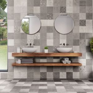 Rust Grey Deco Ceramic Matt Tile 18 Inch x 18 Inch