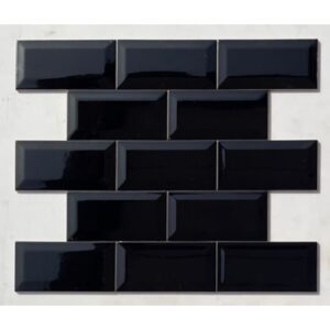 Black Bevelled Subway Tile 4 Inch * 8 Inch