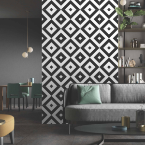 Black and white geometerical tile