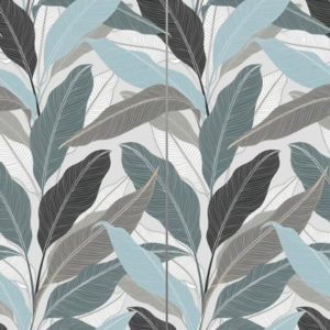 floral blue leaves tile